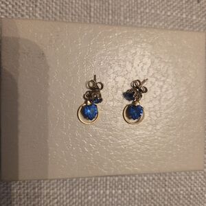 Sapphire and Gold Heart Earrings